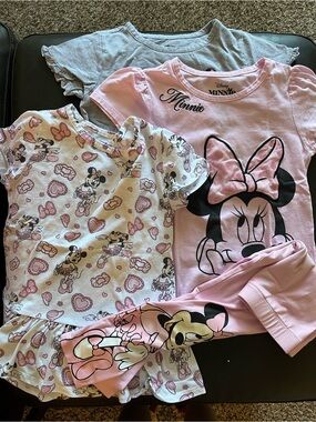 Disney Minnie Mouse Pink and Gray Girls leggings Set 3-in 1